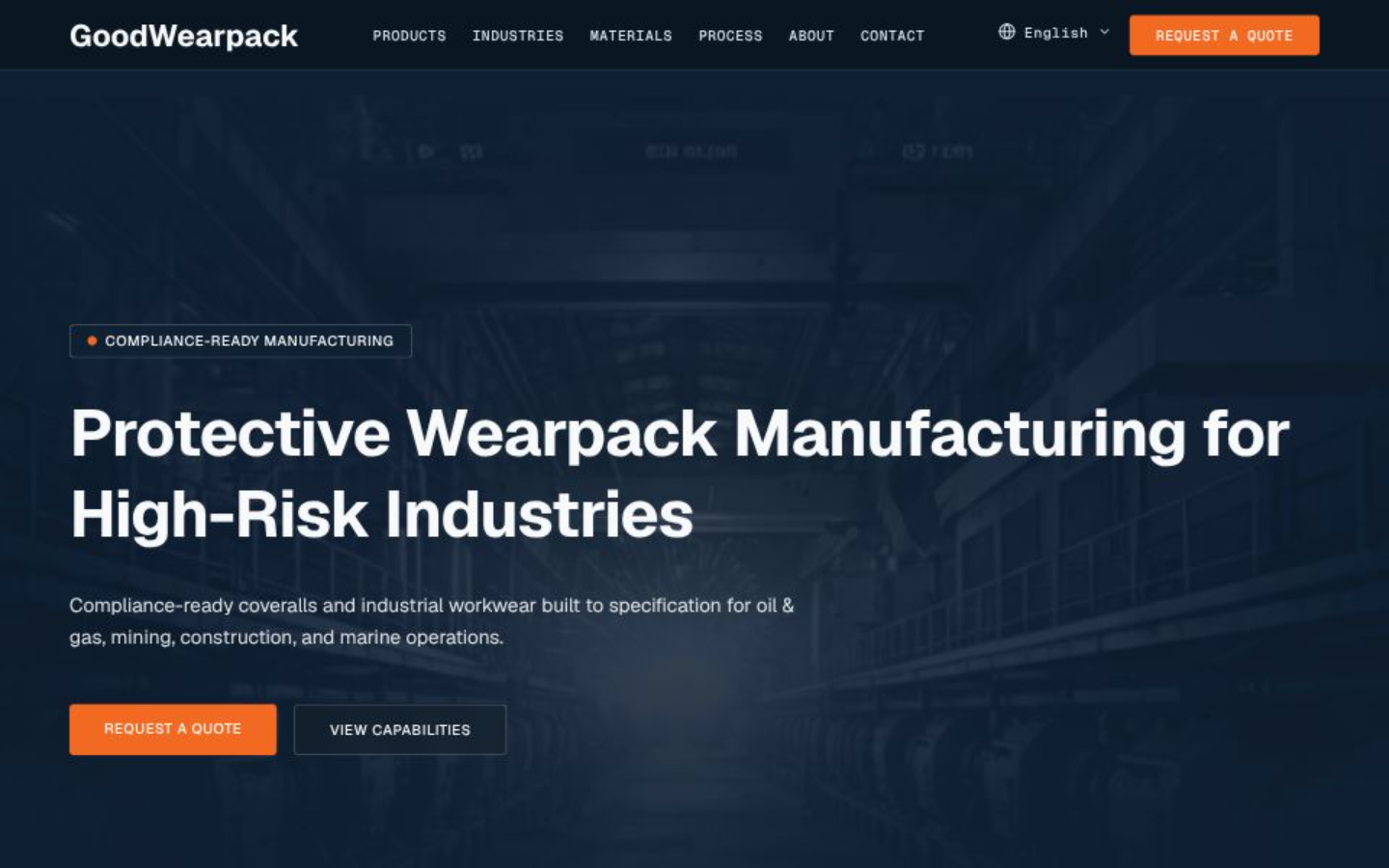 Preview of GoodWearpack Supplier Website